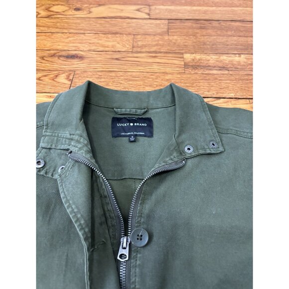 Lucky Brand Womens Utility Jacket Sz Small Army Green Zip Button Stretch Cotton - Picture 5 of 6
